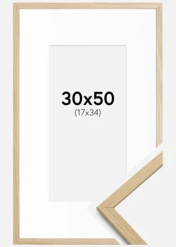 Ramme Edsbyn Eg 30x50 cm - Passepartout Hvid 18x35 cm