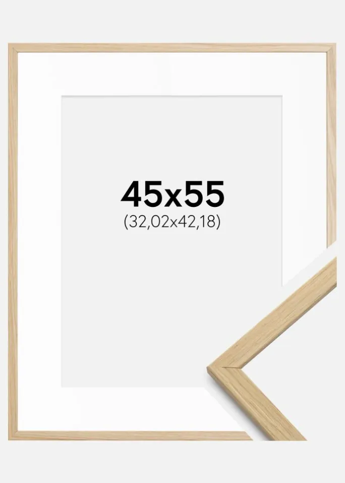 Ramme Edsbyn Eg 45x55 cm - Passepartout Hvid 13x17 inches