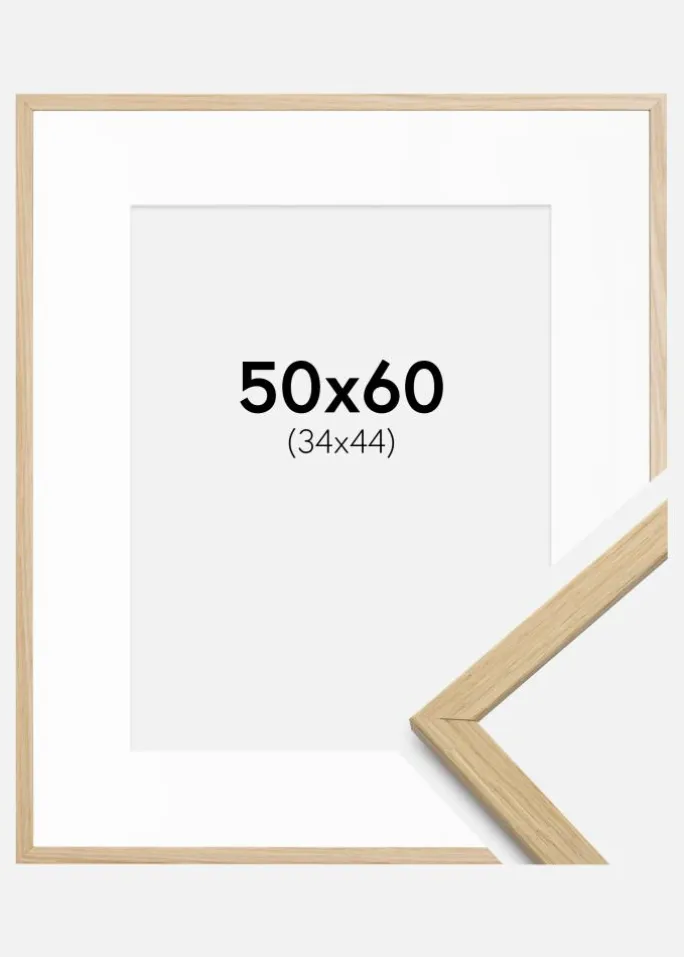 Ramme Edsbyn Eg 50x60 cm - Passepartout Hvid 35x45 cm