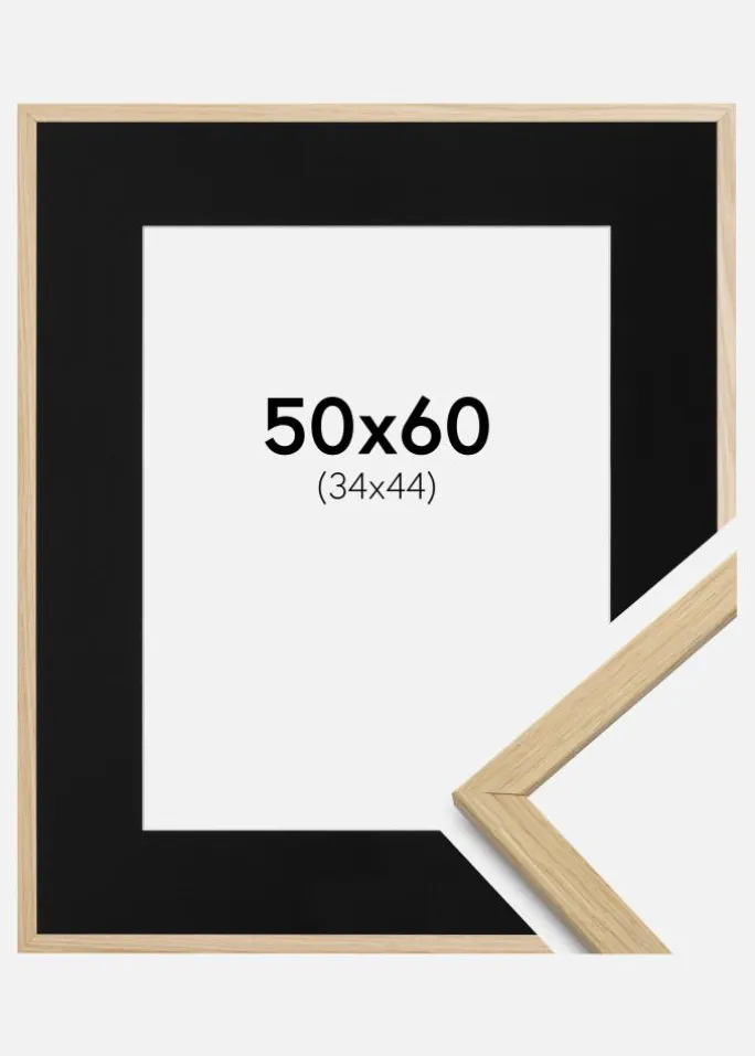 Ramme Edsbyn Eg 50x60 cm - Passepartout Sort 35x45 cm