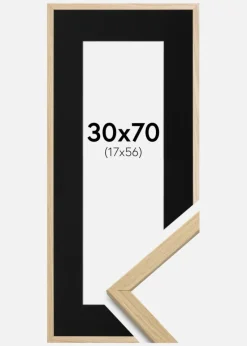 Ramme Edsbyn Eg 30x70 cm - Passepartout Sort 18x57 cm