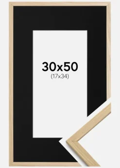 Ramme Edsbyn Eg 30x50 cm - Passepartout Sort 18x35 cm