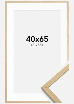 Ramme Edsbyn Eg 40x65 cm - Passepartout Hvid 32x56 cm