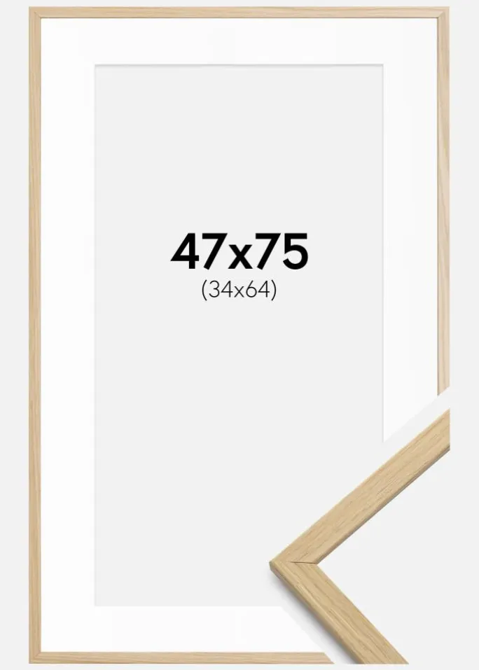 Ramme Edsbyn Eg 47x75 cm - Passepartout Hvid 35x65 cm