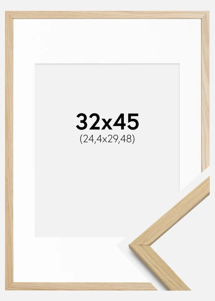 Ramme Edsbyn Eg 32x45 cm - Passepartout Hvid 10x12 inches