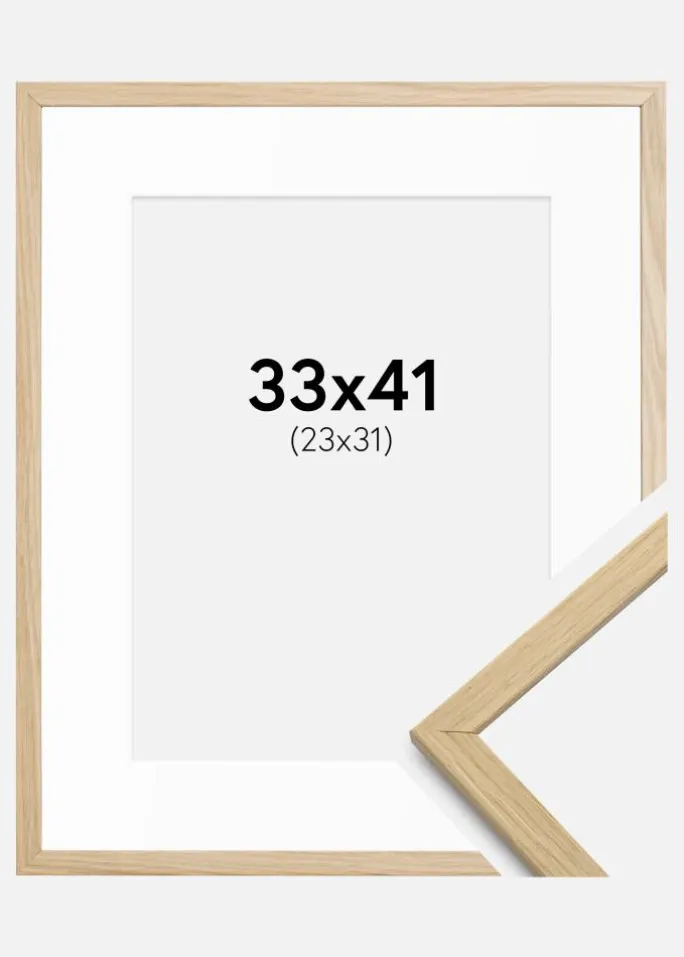 Ramme Edsbyn eg 33x41 cm - Passepartout Hvid 24x32 cm