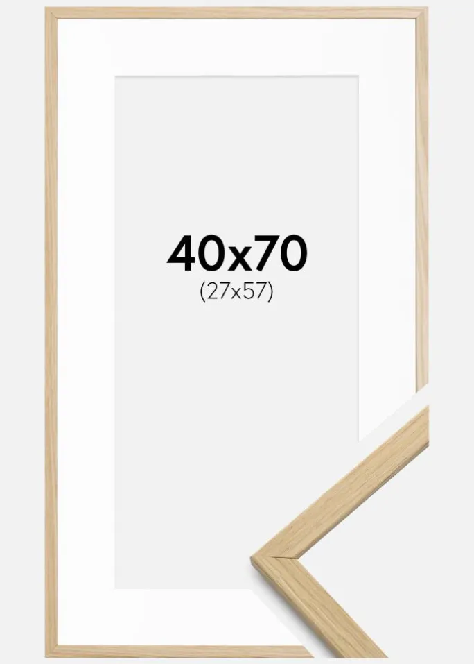 Ramme Edsbyn Eg 40x70 cm - Passepartout Hvid 28x58 cm