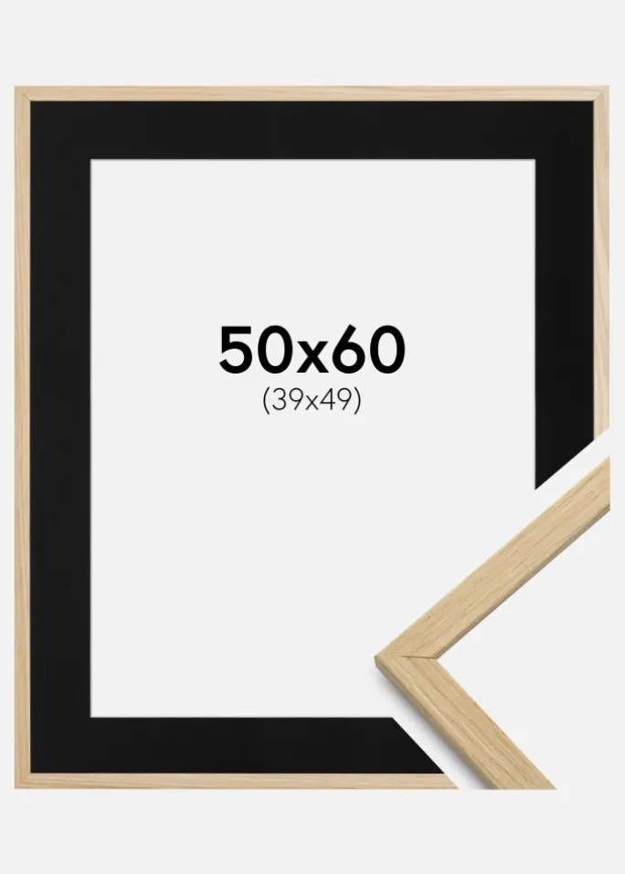 Ramme Edsbyn Eg 50x60 cm - Passepartout Sort 40x50 cm