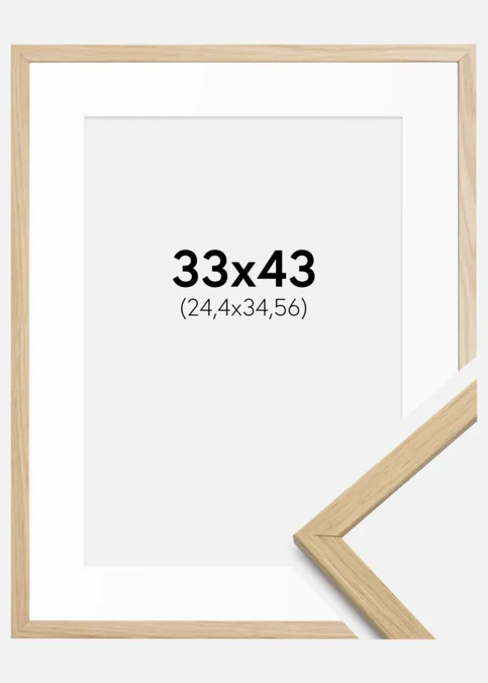 Ramme Edsbyn Eg 33x43 cm - Passepartout Hvid 10x14 inches