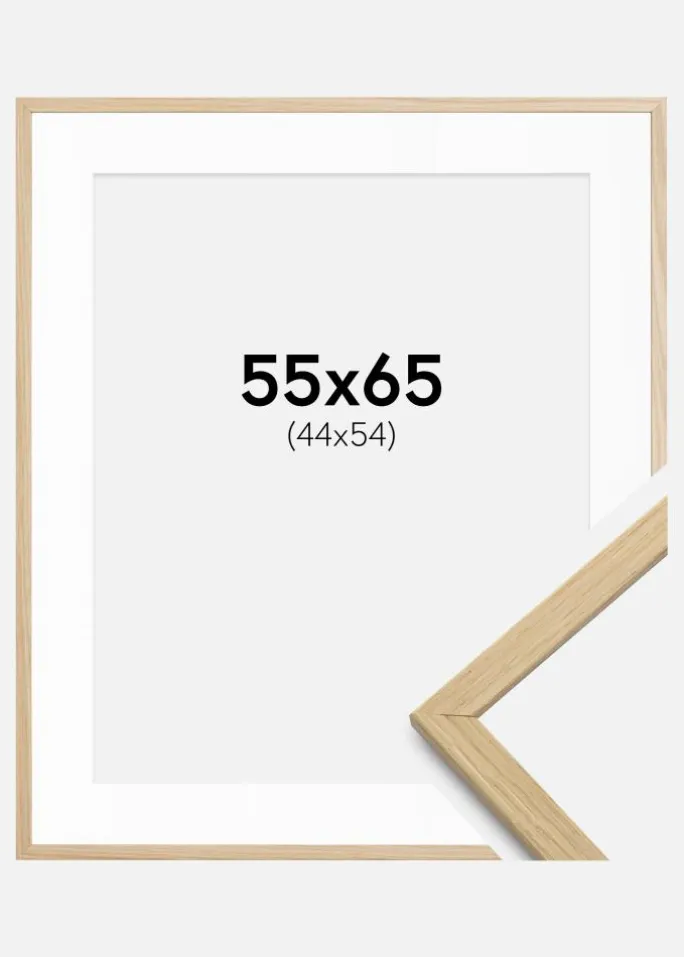 Ramme Edsbyn Eg 55x65 cm - Passepartout Hvid 45x55 cm