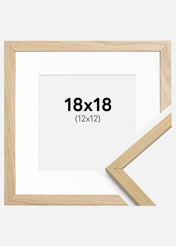 Ramme Edsbyn Eg 18x18 cm - Passepartout Hvid 13x13 cm