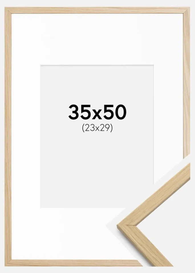 Ramme Edsbyn Eg 35x50 cm - Passepartout Hvid 24x30 cm