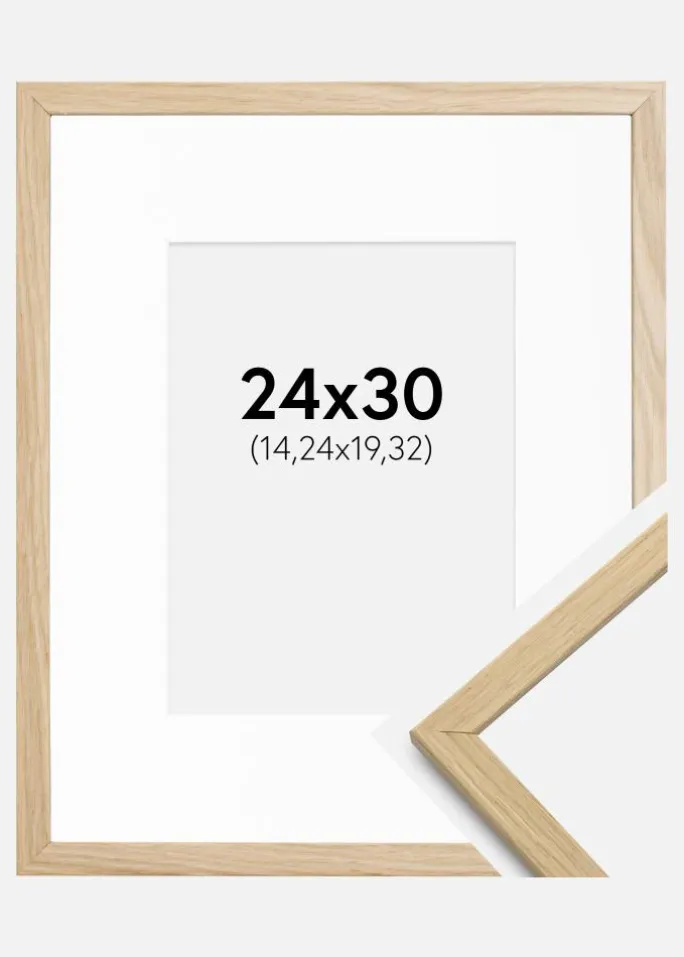 Ramme Edsbyn Eg 24x30 cm - Passepartout Hvid 6x8 inches