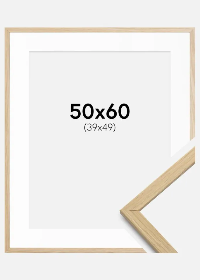 Ramme Edsbyn Eg 50x60 cm - Passepartout Hvid 40x50 cm