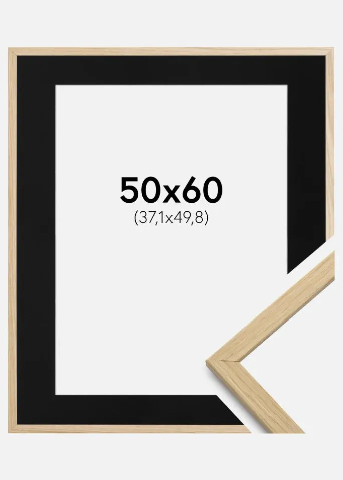 Ramme Edsbyn Eg 50x60 cm - Passepartout Sort 15x20 inches