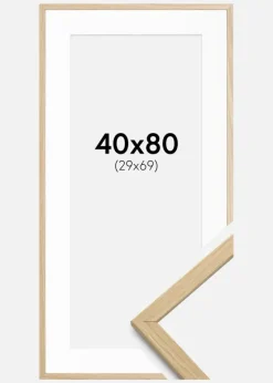 Ramme Edsbyn Eg 40x80 cm - Passepartout Hvid 30x70 cm