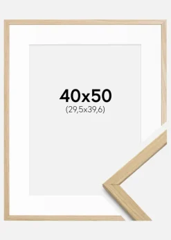 Ramme Edsbyn Eg 40x50 cm - Passepartout Hvid 12x16 inches