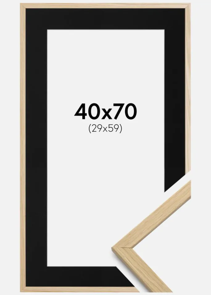 Ramme Edsbyn Eg 40x70 cm - Passepartout Sort 30x60 cm