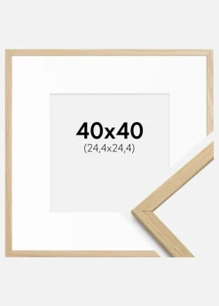 Ramme Edsbyn Eg 40x40 cm - Passepartout Hvid 10x10 inches