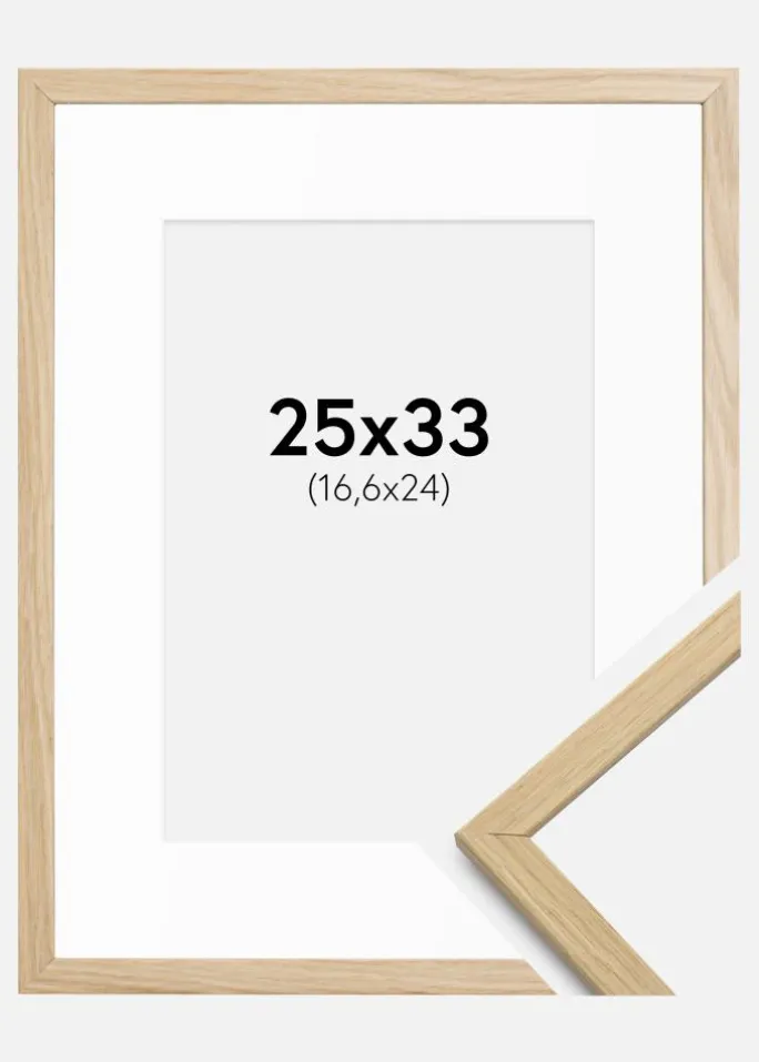 Ramme Edsbyn Eg 25x33 cm - Passepartout Hvid B5 176x250 mm