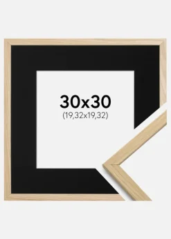 Ramme Edsbyn Eg 30x30 cm - Passepartout Sort 8x8 inches