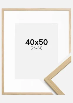 Ramme Edsbyn Eg 40x50 cm - Passepartout Hvid 27x35 cm