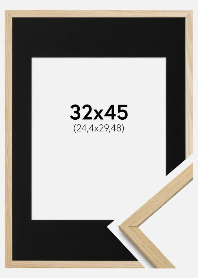 Ramme Edsbyn Eg 32x45 cm - Passepartout Sort 10x12 inches