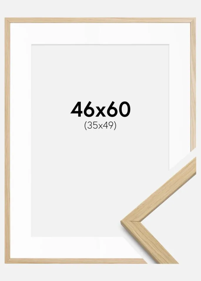 Ramme Edsbyn Eg 46x60 cm - Passepartout Hvid 36x50 cm