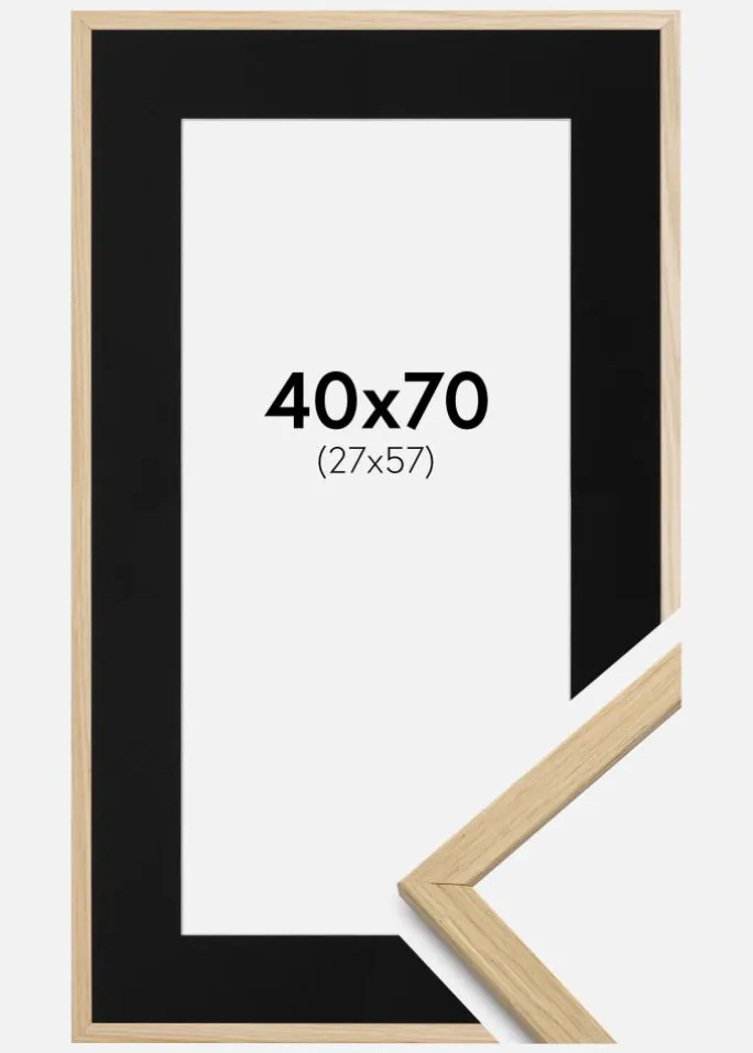 Ramme Edsbyn Eg 40x70 cm - Passepartout Sort 28x58 cm