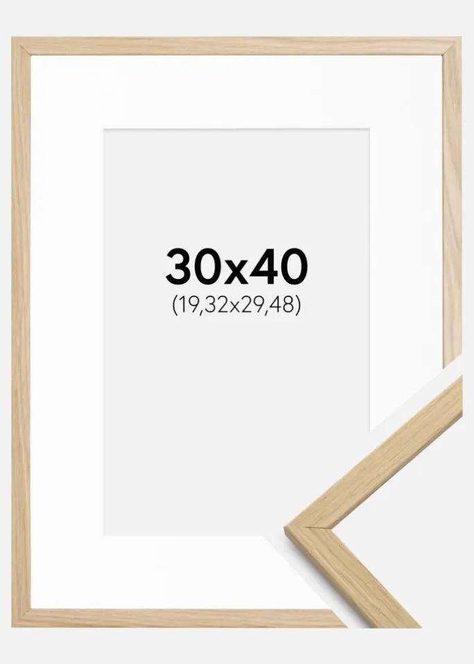 Ramme Edsbyn Eg 30x40 cm - Passepartout Hvid 8x12 inches