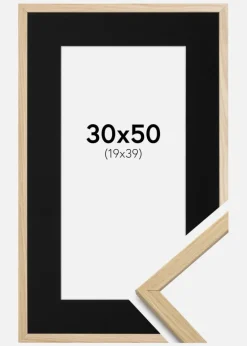 Ramme Edsbyn Eg 30x50 cm - Passepartout Sort 20x40 cm