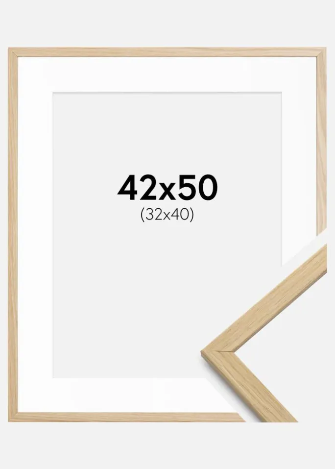 Ramme Edsbyn Eg 42x50 cm - Passepartout Hvid 33x41 cm