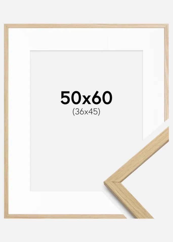 Ramme Edsbyn Eg 50x60 cm - Passepartout Hvid 37x46 cm