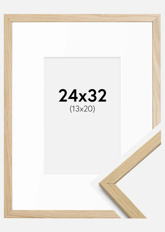 Ramme Edsbyn Eg 24x32 cm - Passepartout Hvid 14x21 cm