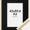 Ramme Edsbyn Eg 42x59,4 cm (A2) - Passepartout Sort 25x38 cm