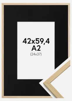 Ramme Edsbyn Eg 42x59,4 cm (A2) - Passepartout Sort 25x38 cm