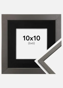 Ramme Edsbyn Grafit 10x10 cm - Passepartout Sort 7x7 cm