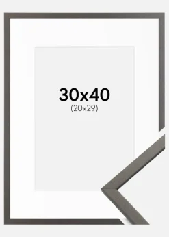 Ramme Edsbyn Grafit 30x40 cm - Passepartout Hvid 21x30 cm