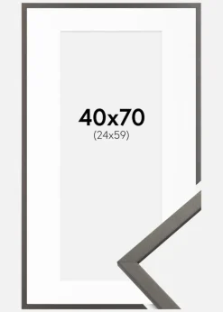 Ramme Edsbyn Grafit 40x70 cm - Passepartout Hvid 25x60 cm