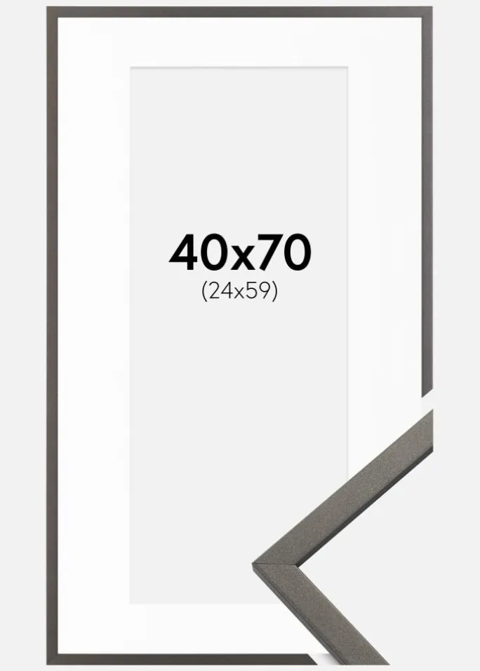 Ramme Edsbyn Grafit 40x70 cm - Passepartout Hvid 25x60 cm