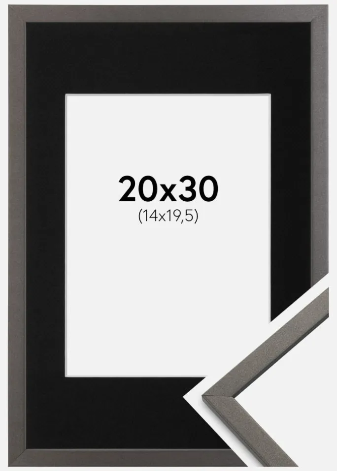 Ramme Edsbyn Grafit 20x30 cm - Passepartout Sort 15x21 cm (A5)