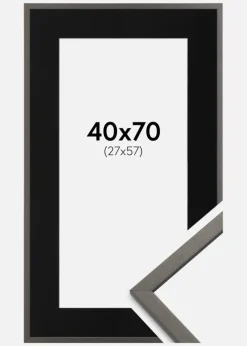 Ramme Edsbyn Grafit 40x70 cm - Passepartout Sort 28x58 cm