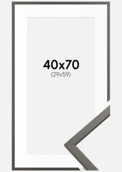 Ramme Edsbyn Grafit 40x70 cm - Passepartout Hvid 30x60 cm