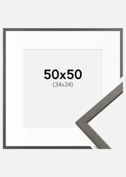 Ramme Edsbyn Grafit 50x50 cm - Passepartout Hvid 35x35 cm