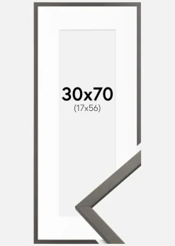 Ramme Edsbyn Grafit 30x70 cm - Passepartout Hvid 18x57 cm