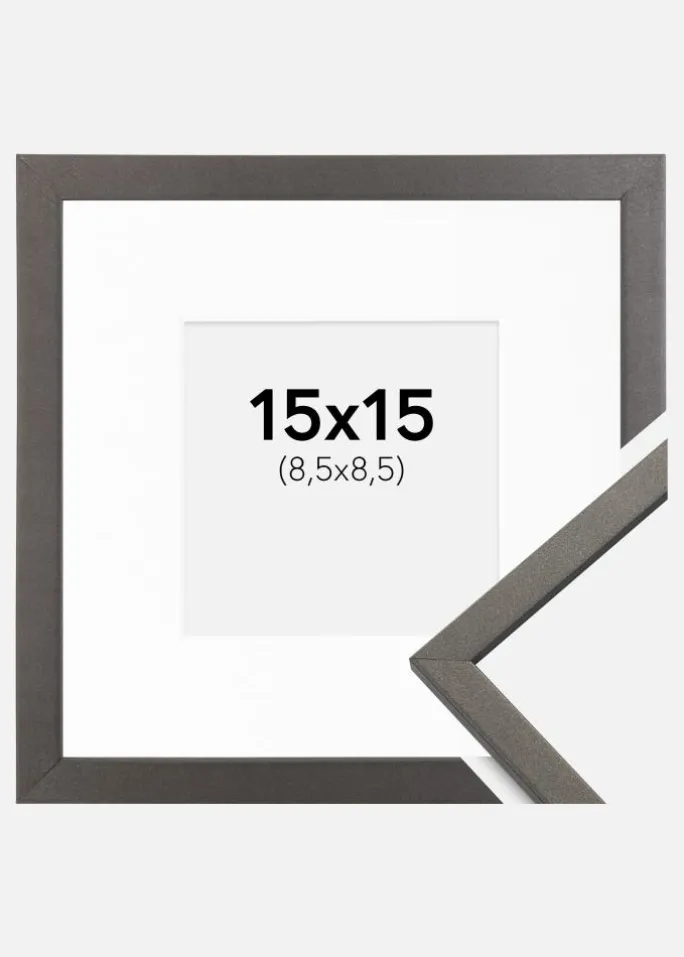 Ramme Edsbyn Grafit 15x15 cm - Passepartout Hvid 9x9 cm