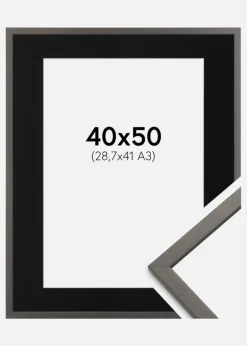 Ramme Edsbyn Grafit 40x50 cm - Passepartout Sort 29,7x42 cm (A3)