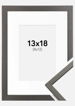 Ramme Edsbyn Grafit 13x18 cm - Passepartout Hvid 9x13 cm