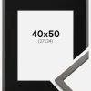 Ramme Edsbyn Grafit 40x50 cm - Passepartout Sort 28x35 cm