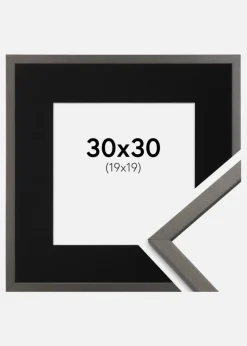 Ramme Edsbyn Grafit 30x30 cm - Passepartout Sort 20x20 cm